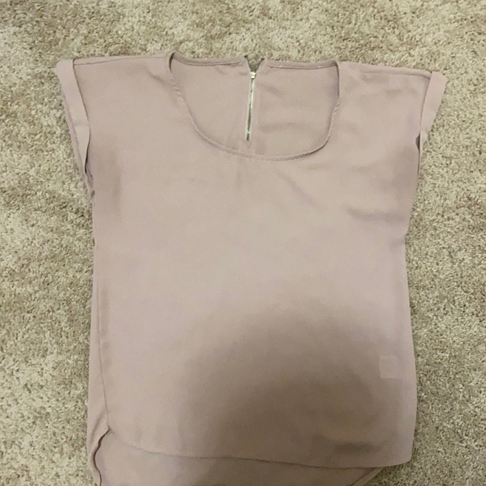 Light peach/tan, chiffon, professional top